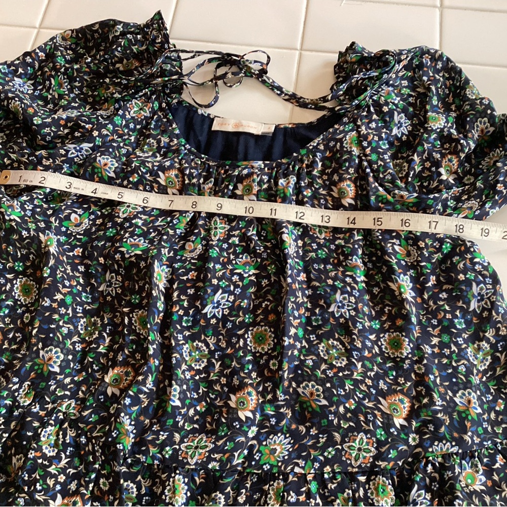 NEW Tory Burch 100% Silk 3-Tier Navy Soleil Ruffle Dress - Picture 6 of 13